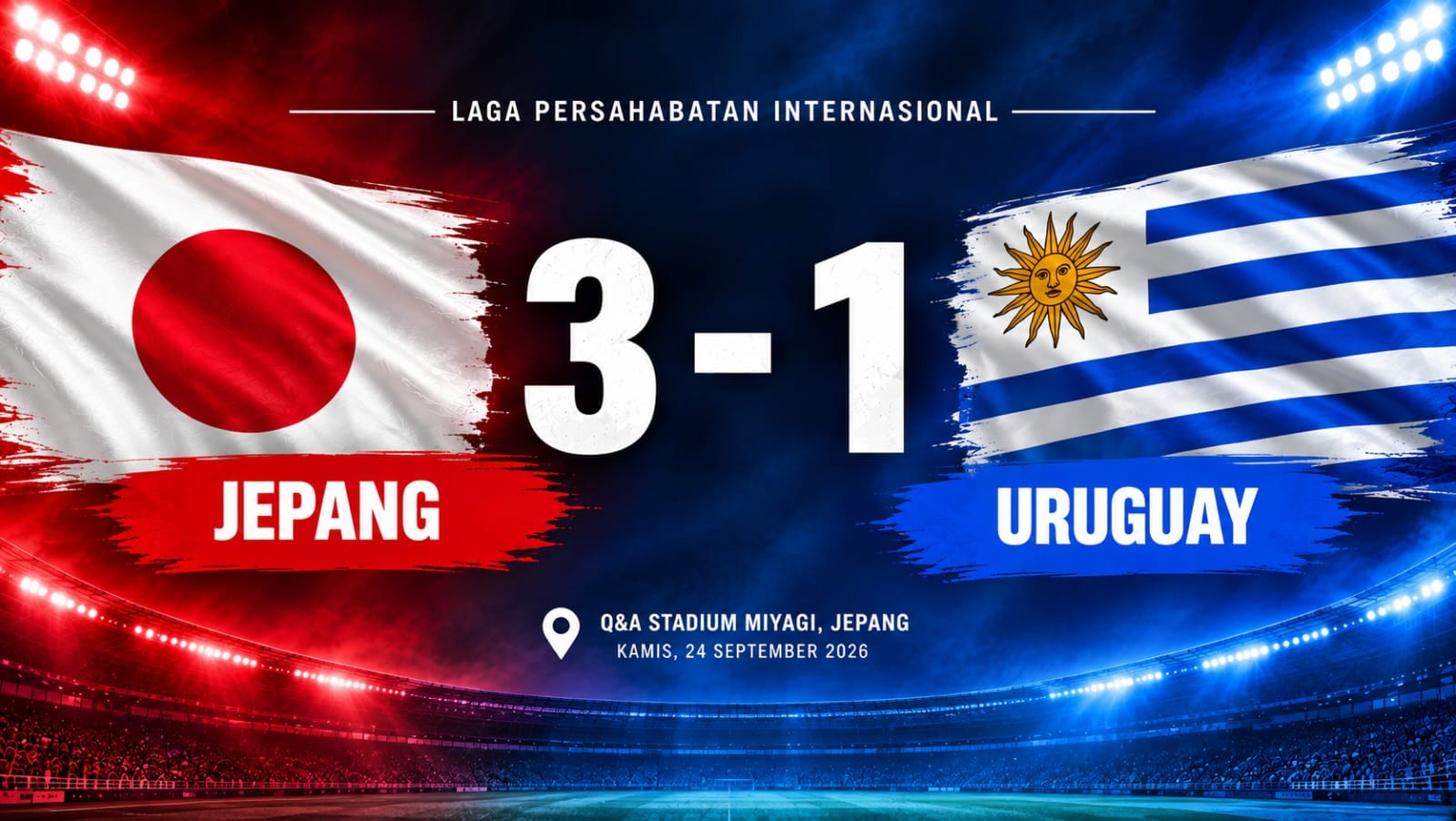 Jepang Tekuk Uruguay 3-1 dalam Laga Persahabatan