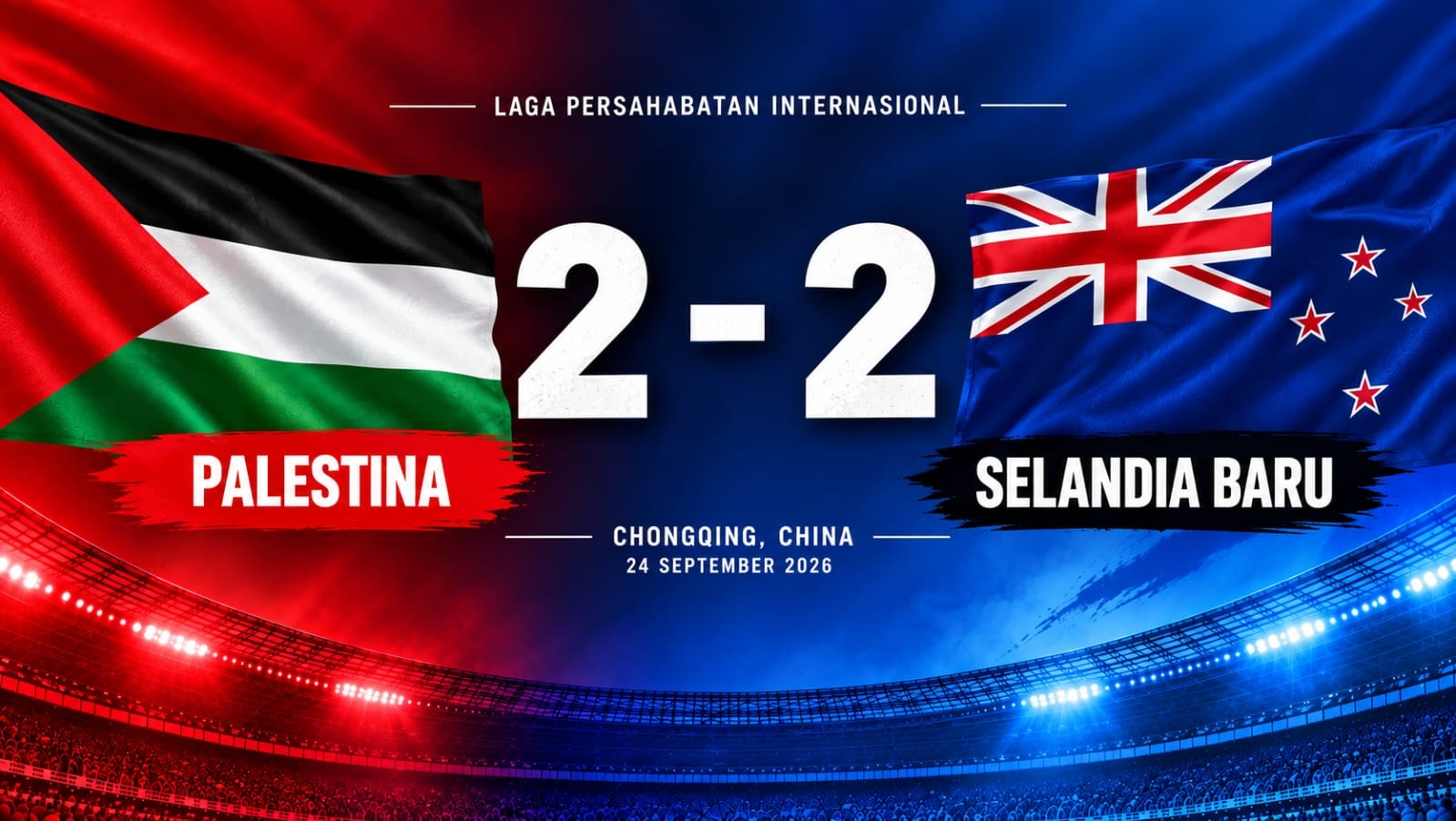Dua Kali Tertinggal, Palestina Paksa Selandia Baru Berbagi Angka 2-2