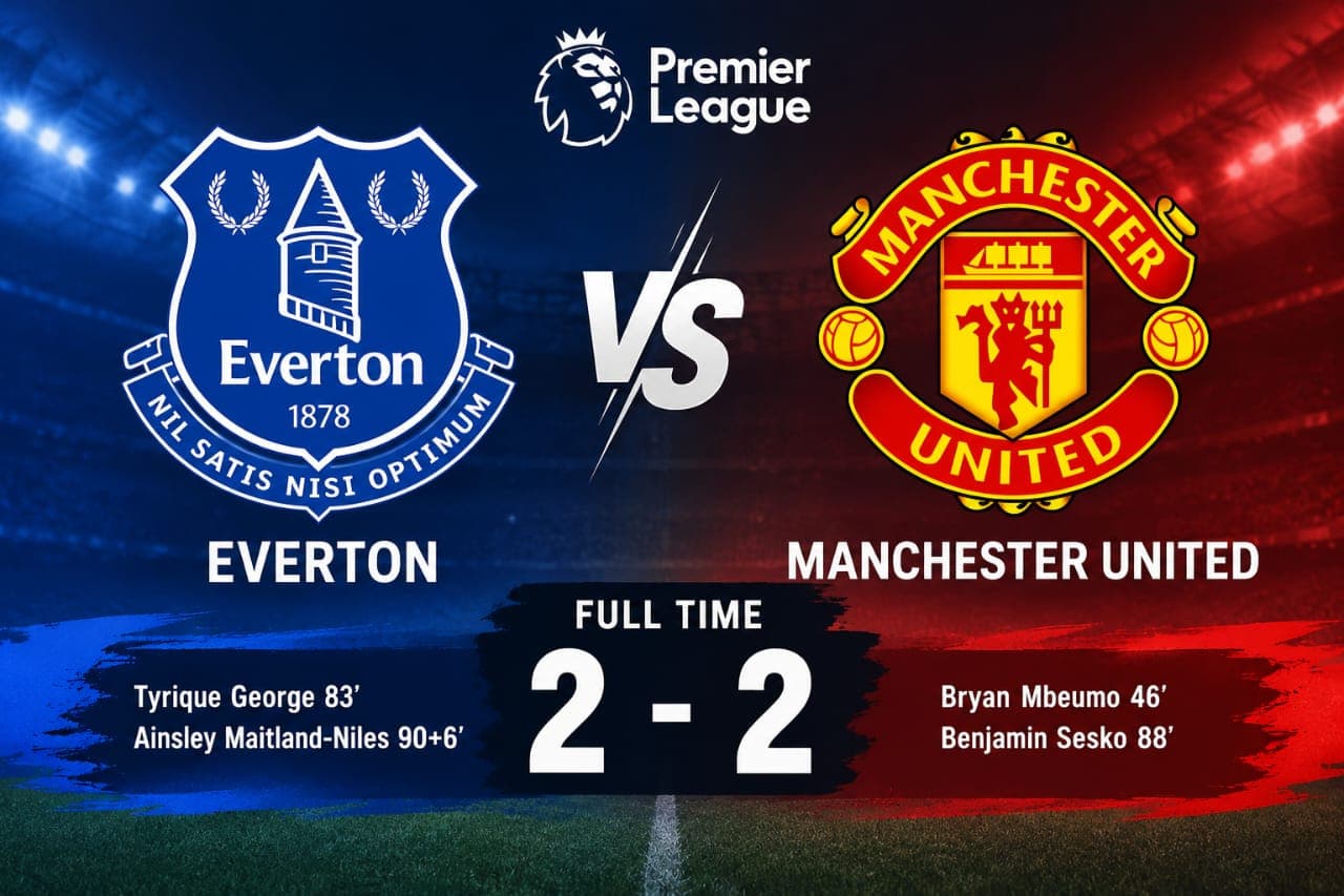 Everton Tahan MU 2-2, Gol Dramatis Maitland-Niles Gagalkan Kemenangan Setan Merah