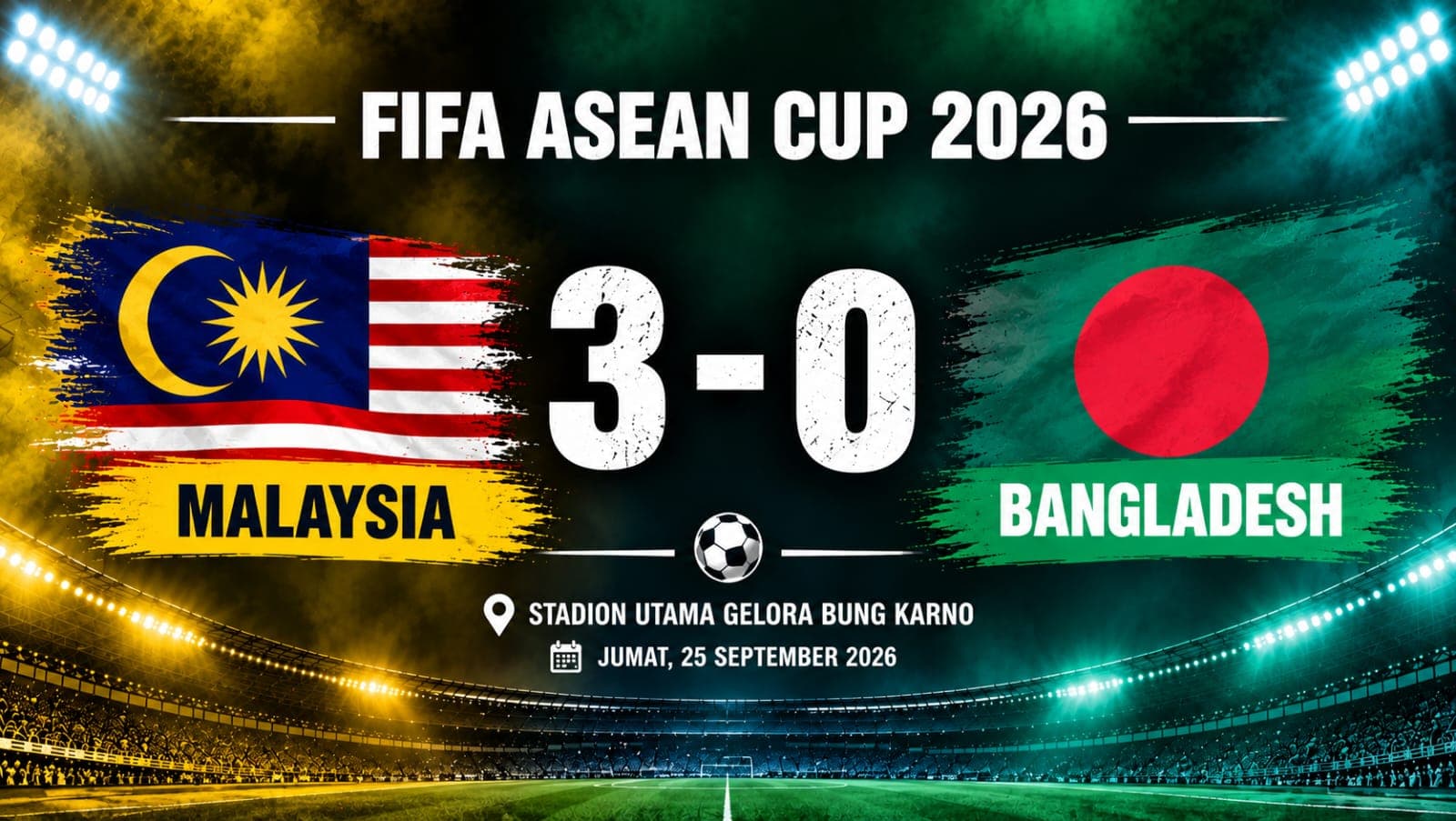 Malaysia Hantam Bangladesh 3-0, Arif Aiman Borong Dua Gol
