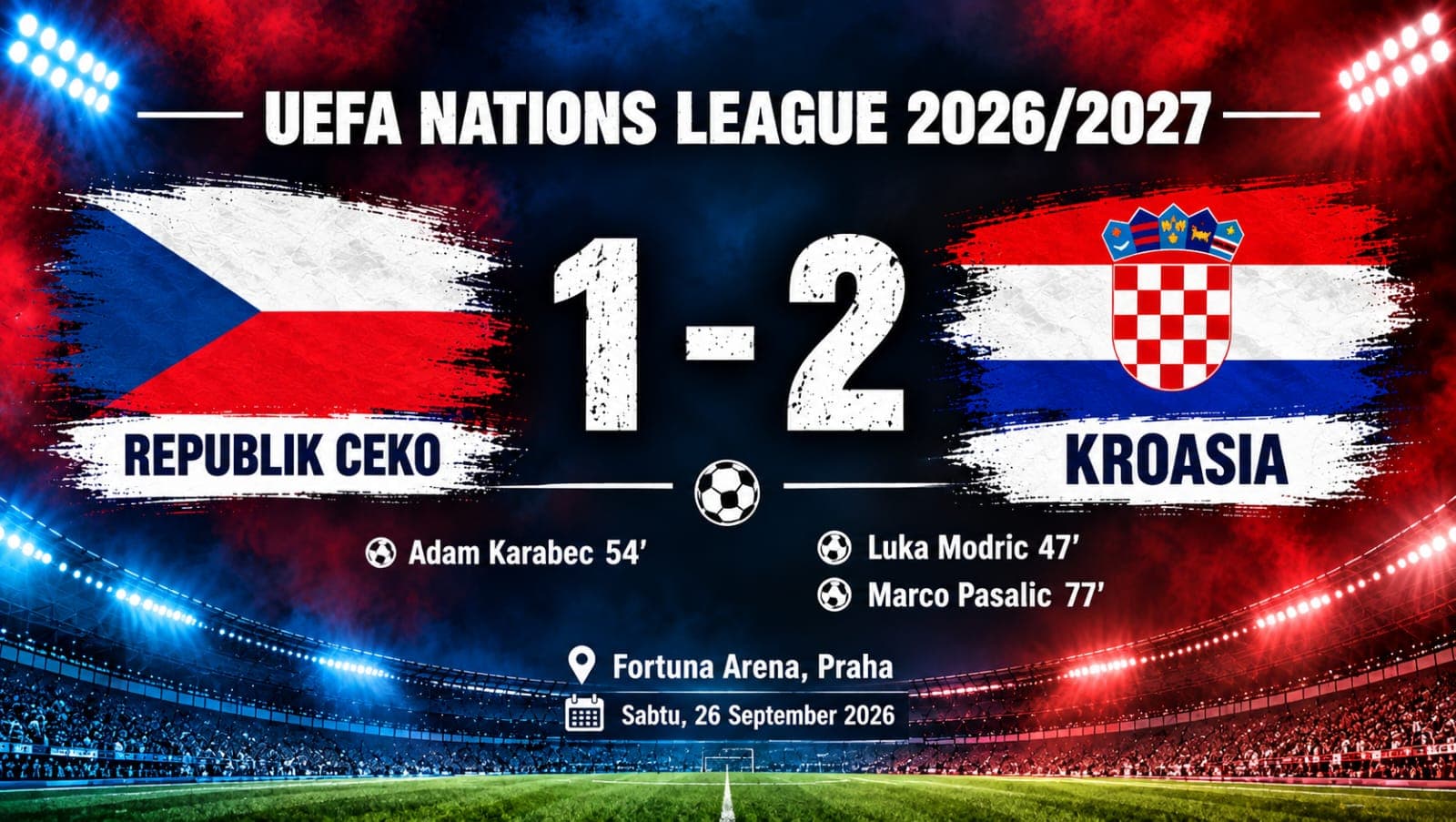 Modric dan Pasalic Bawa Kroasia Bungkam Ceko 2-1